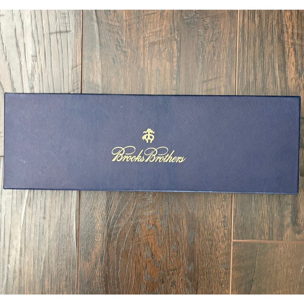 BROOKS BROTHERS NAVY WITH MAHOGANY LEATHER SUSPENDERS NIB